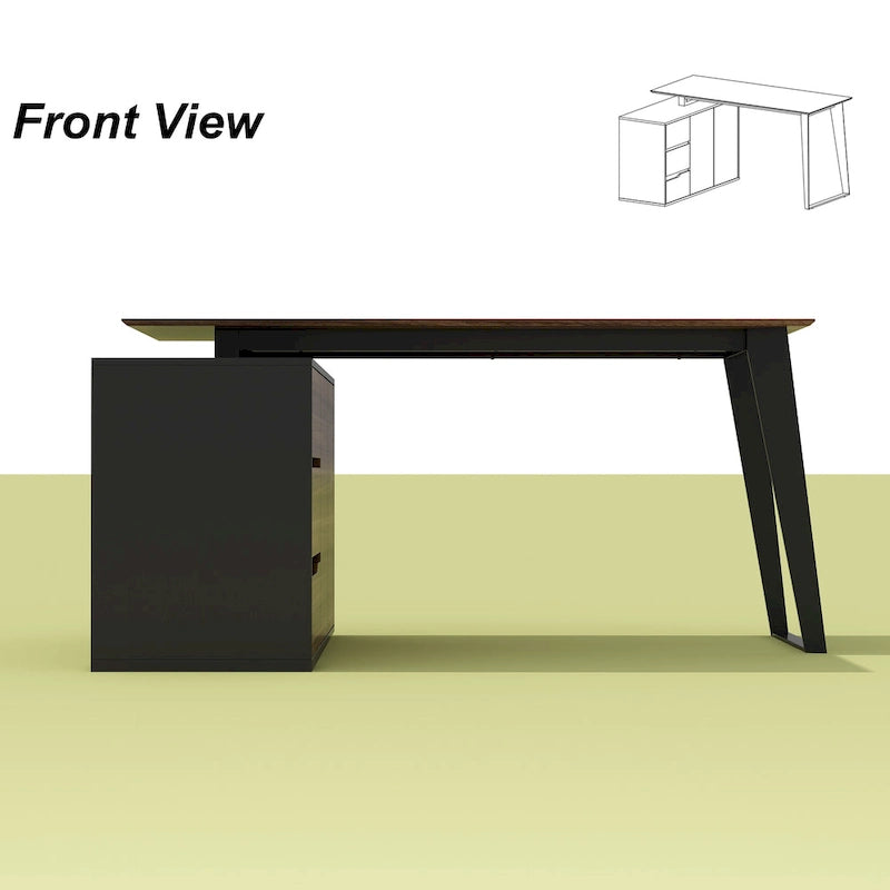 Bureau d'angle en L de 137,9 cm avec meuble de rangement réversible