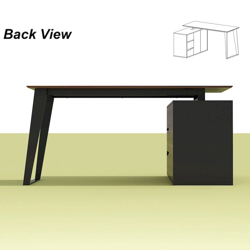 Bureau d'angle en L de 137,9 cm avec meuble de rangement réversible