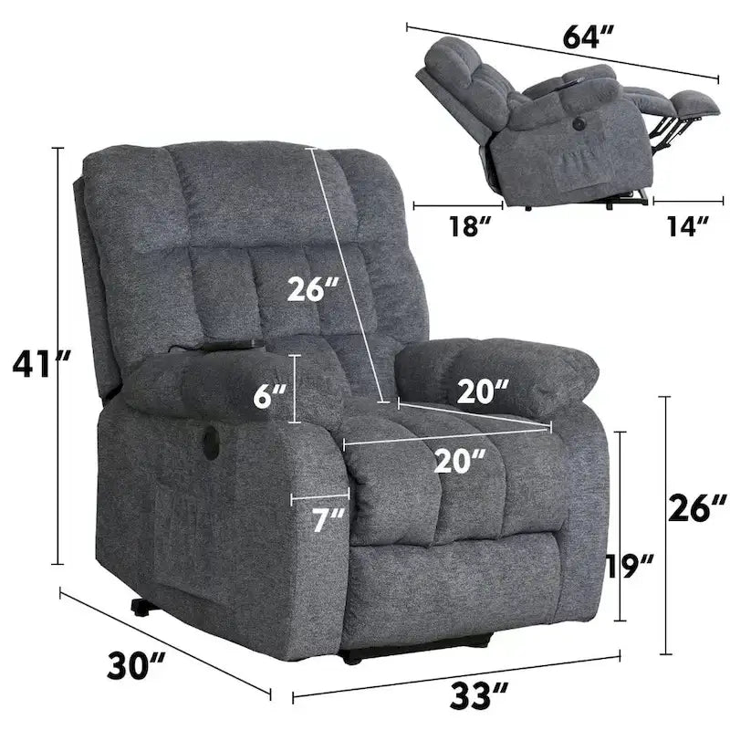 Fauteuil inclinable massant releveur pour personnes âgées