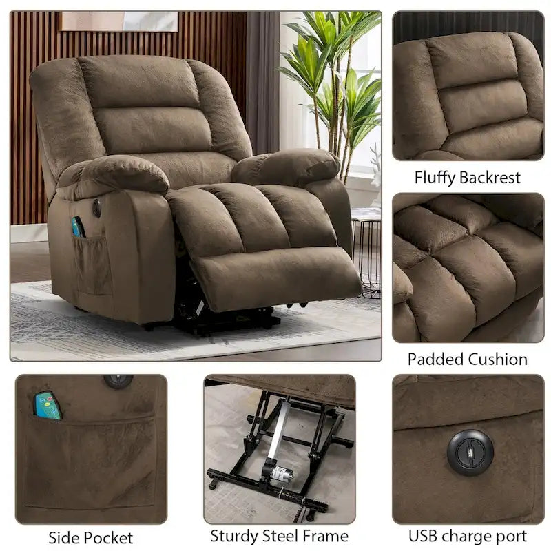 Fauteuil inclinable massant releveur pour personnes âgées