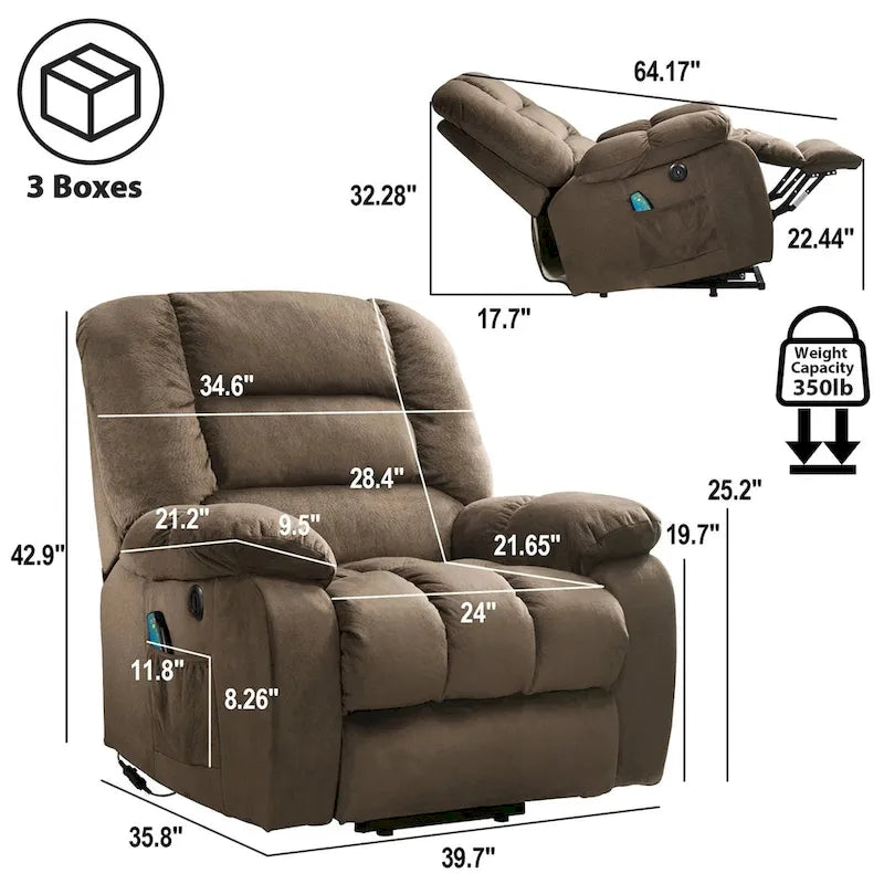 Fauteuil inclinable massant releveur pour personnes âgées