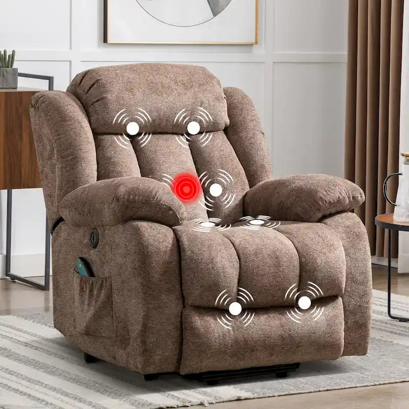 Fauteuil inclinable massant releveur pour personnes âgées