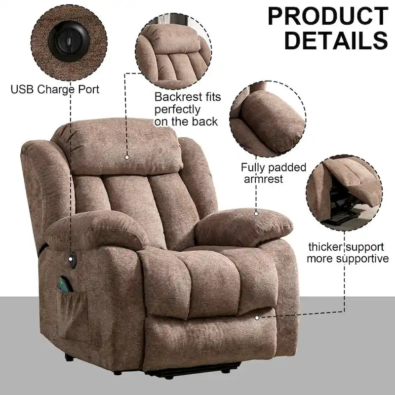 Fauteuil inclinable massant releveur pour personnes âgées