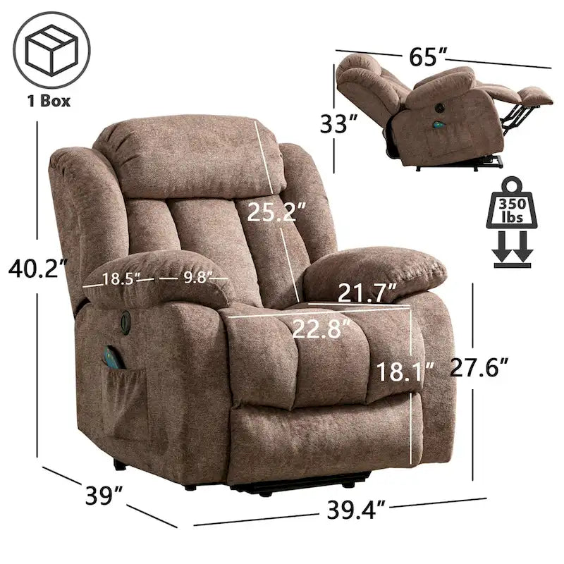 Fauteuil inclinable massant releveur pour personnes âgées