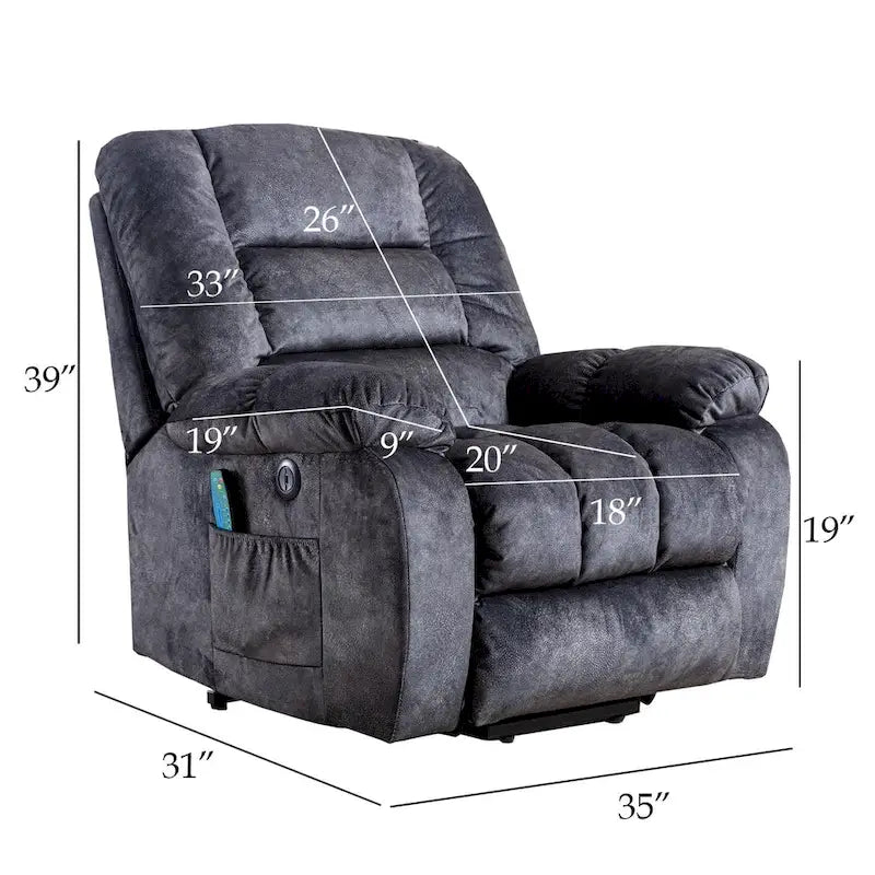 Fauteuil inclinable massant releveur pour personnes âgées