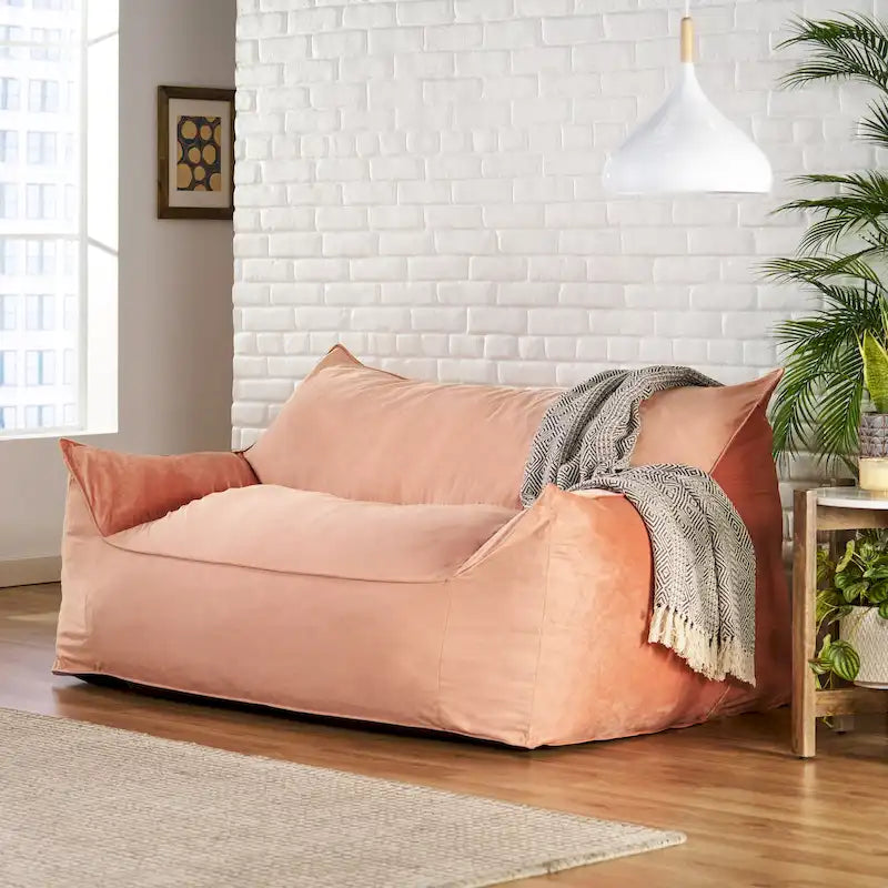 Fauteuil poire surdimensionné 2 places en velours avec accoudoirs
