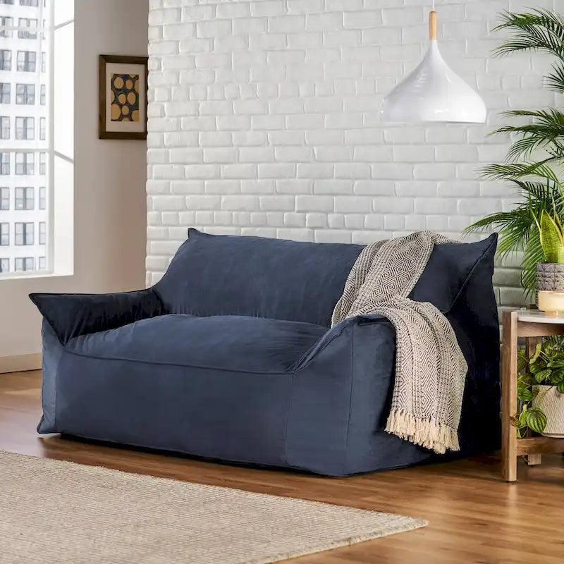 Fauteuil poire surdimensionné 2 places en velours avec accoudoirs