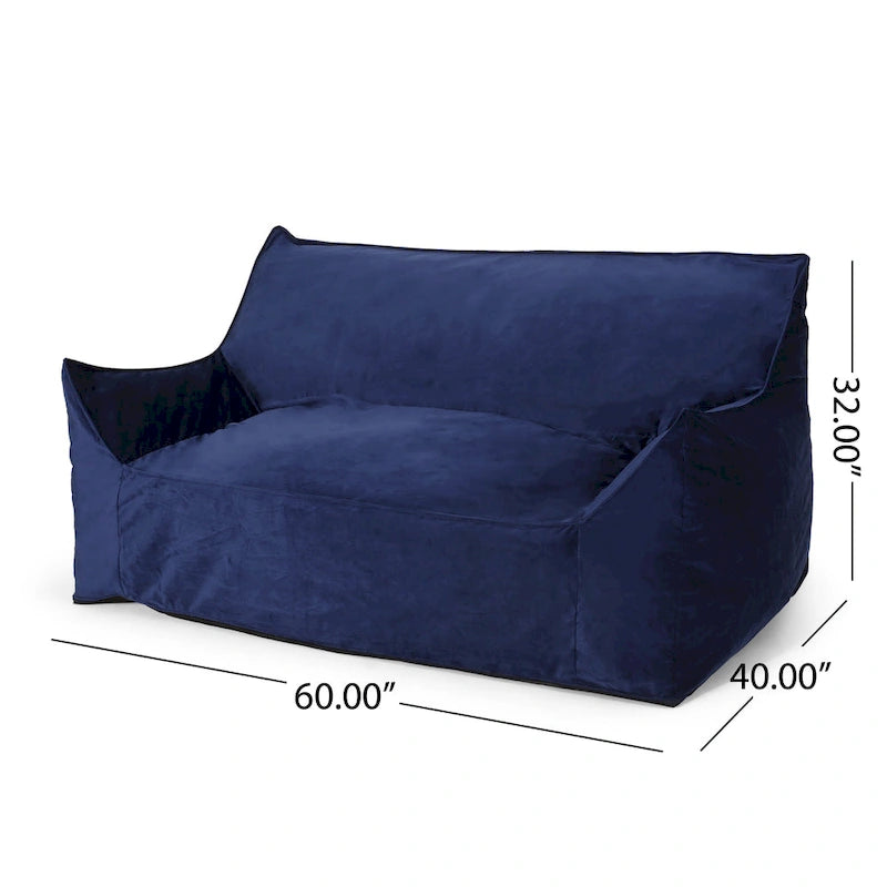 Fauteuil poire surdimensionné 2 places en velours avec accoudoirs