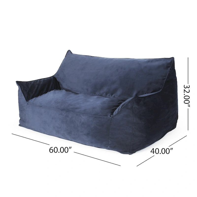 Fauteuil poire surdimensionné 2 places en velours avec accoudoirs