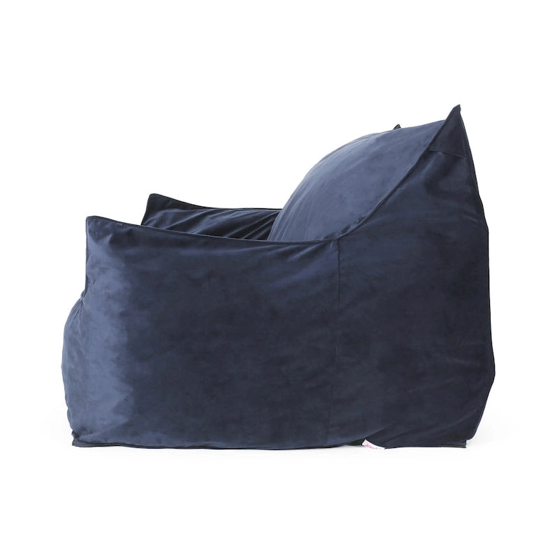 Fauteuil poire surdimensionné 2 places en velours avec accoudoirs
