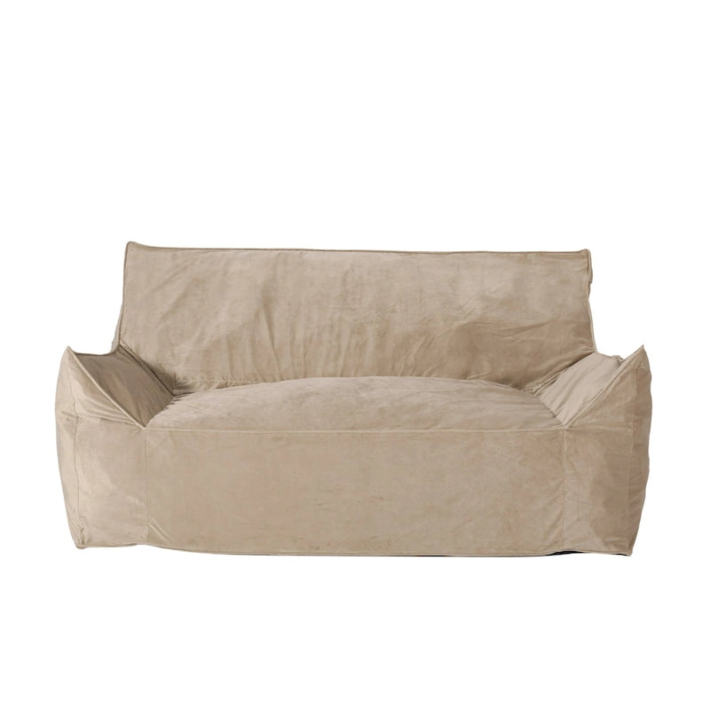 Fauteuil poire surdimensionné 2 places en velours avec accoudoirs