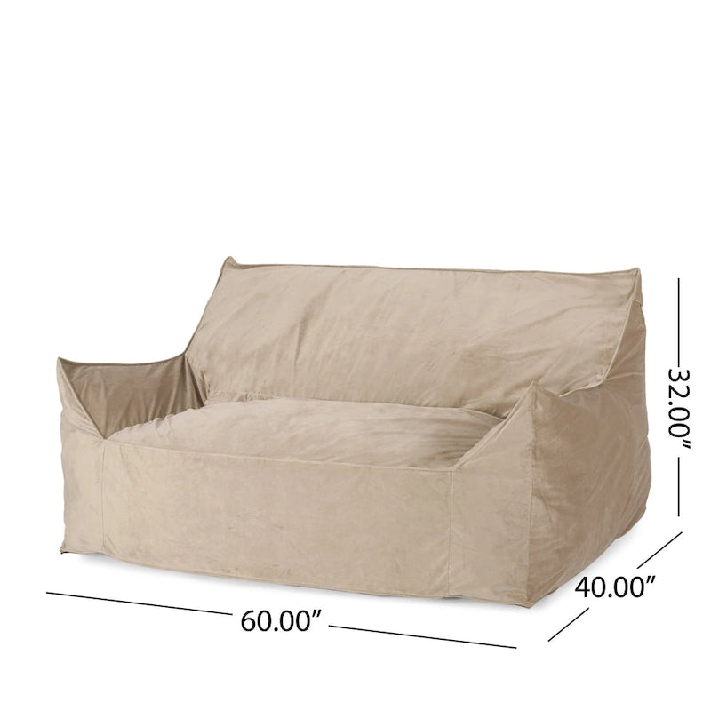 Fauteuil poire surdimensionné 2 places en velours avec accoudoirs