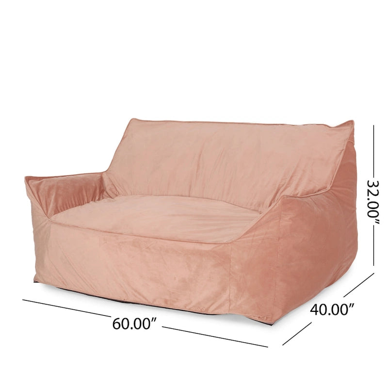 Fauteuil poire surdimensionné 2 places en velours avec accoudoirs