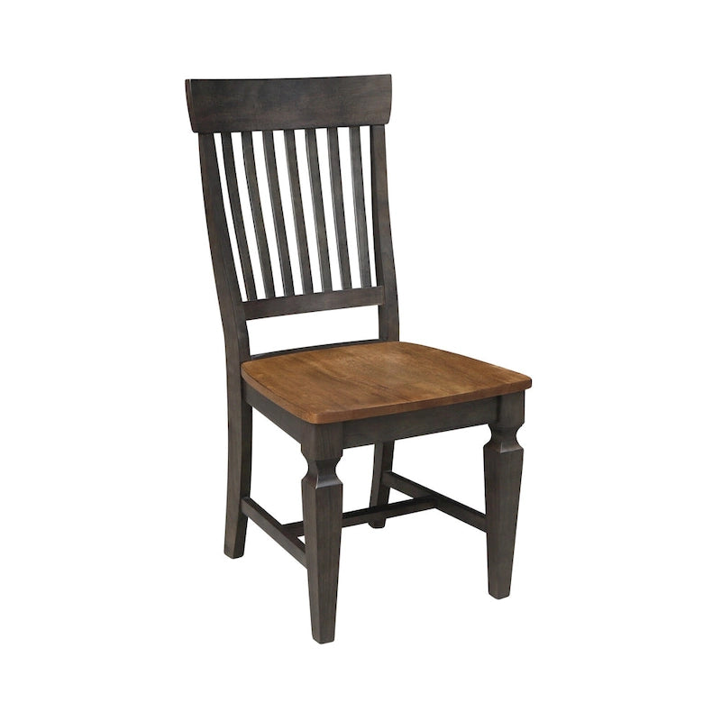 Table à manger ronde de 42 po à rallonges avec 2 chaises à dossier ajouré, Noyer/Gris délavé