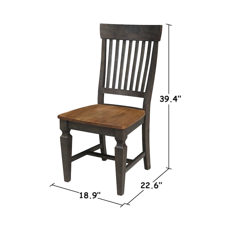 Table à manger ronde de 42 po à rallonges avec 2 chaises à dossier ajouré, Noyer/Gris délavé