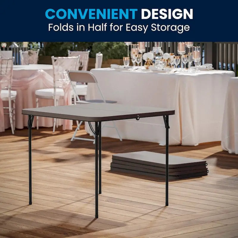 Table pliante carrée en plastique de 86,26 cm avec poignée de transport