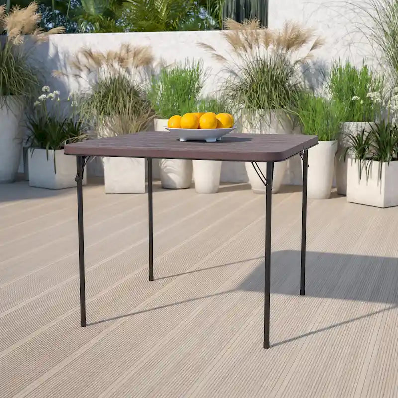 Table pliante carrée en plastique de 86,26 cm avec poignée de transport