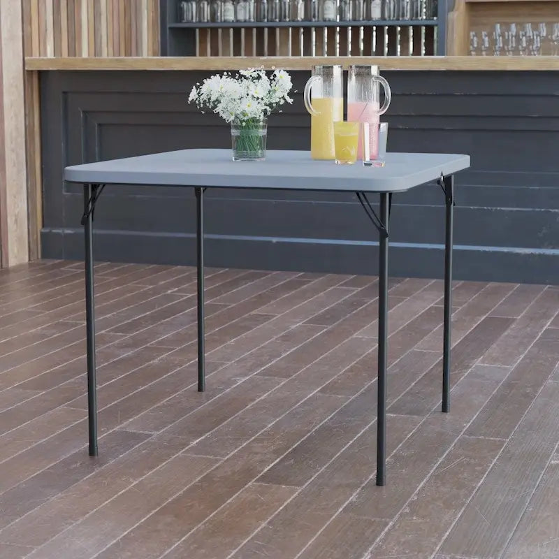 Table pliante carrée en plastique de 86,26 cm avec poignée de transport