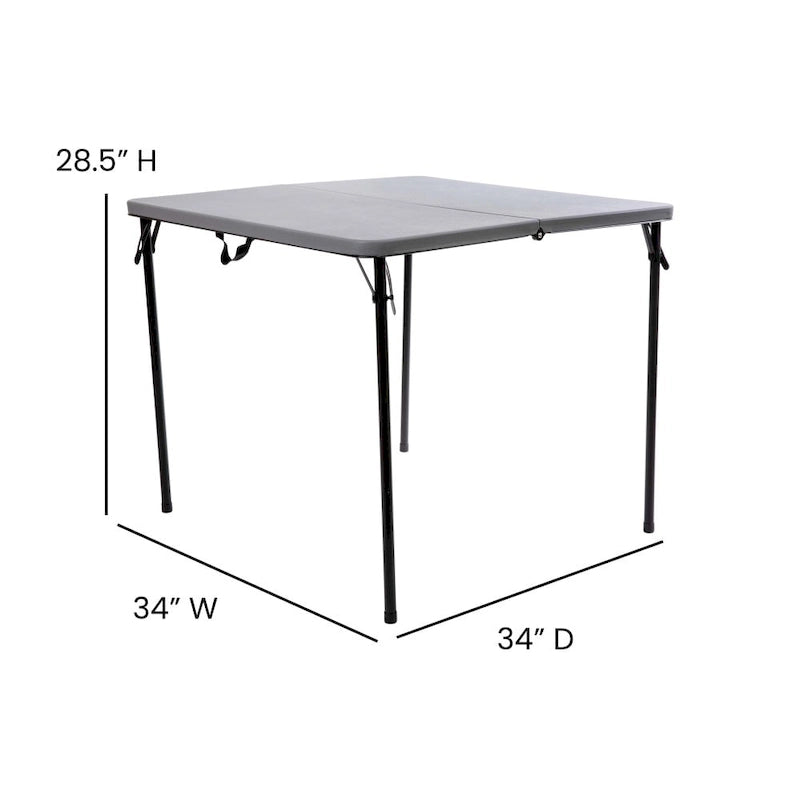 Table pliante carrée en plastique de 86,26 cm avec poignée de transport