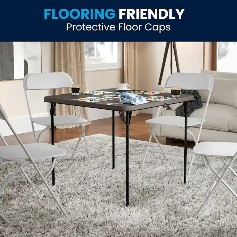 Table pliante carrée en plastique de 86,26 cm avec poignée de transport
