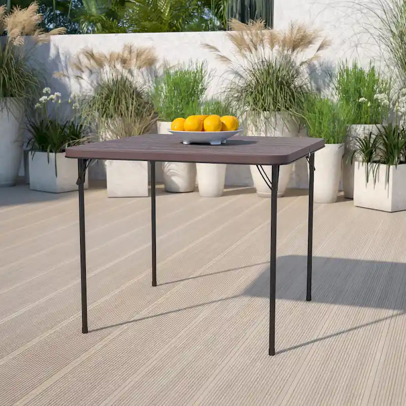 Table pliante carrée en plastique de 86,26 cm avec poignée de transport