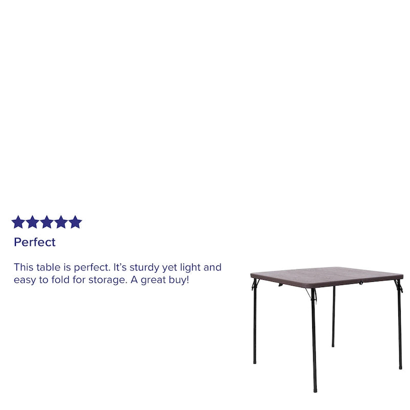 Table pliante carrée en plastique de 86,26 cm avec poignée de transport