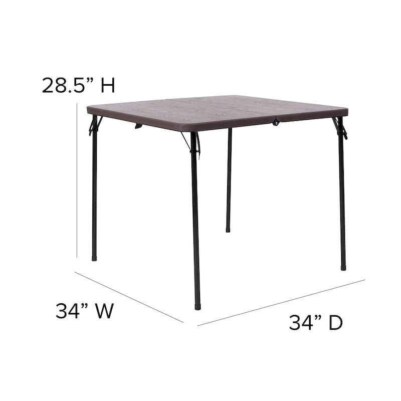 Table pliante carrée en plastique de 86,26 cm avec poignée de transport