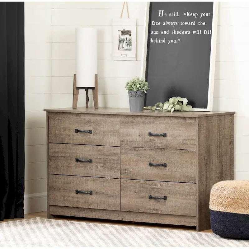 Commode double à 6 tiroirs avec glissières métalliques