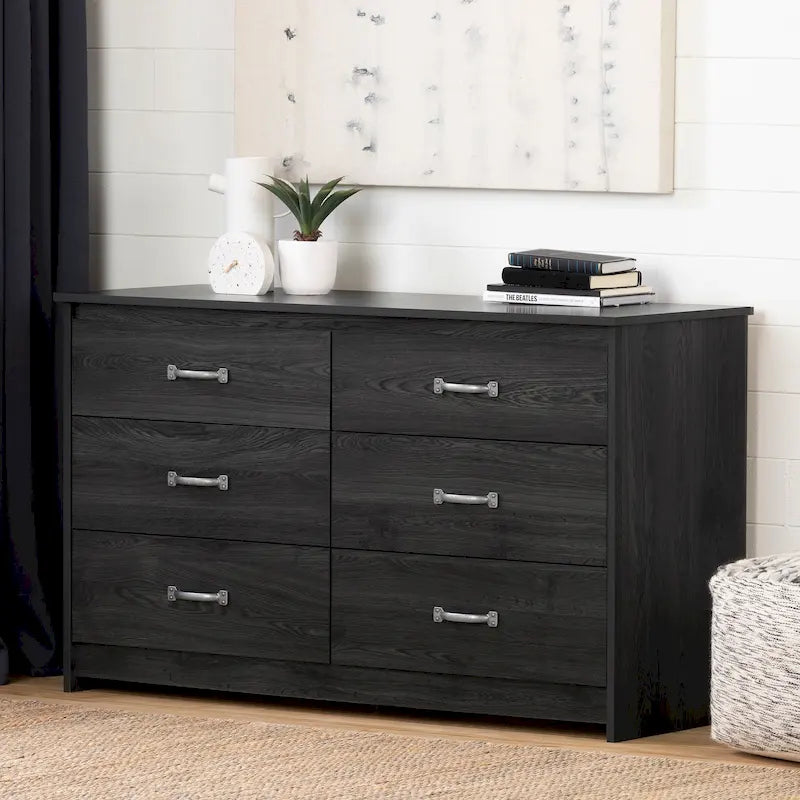 Commode double à 6 tiroirs avec glissières métalliques