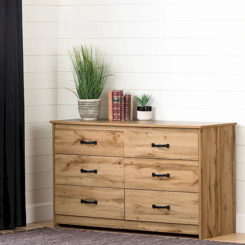 Commode double à 6 tiroirs avec glissières métalliques