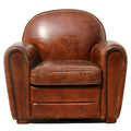 Fauteuil club en cuir véritable Paris, marron