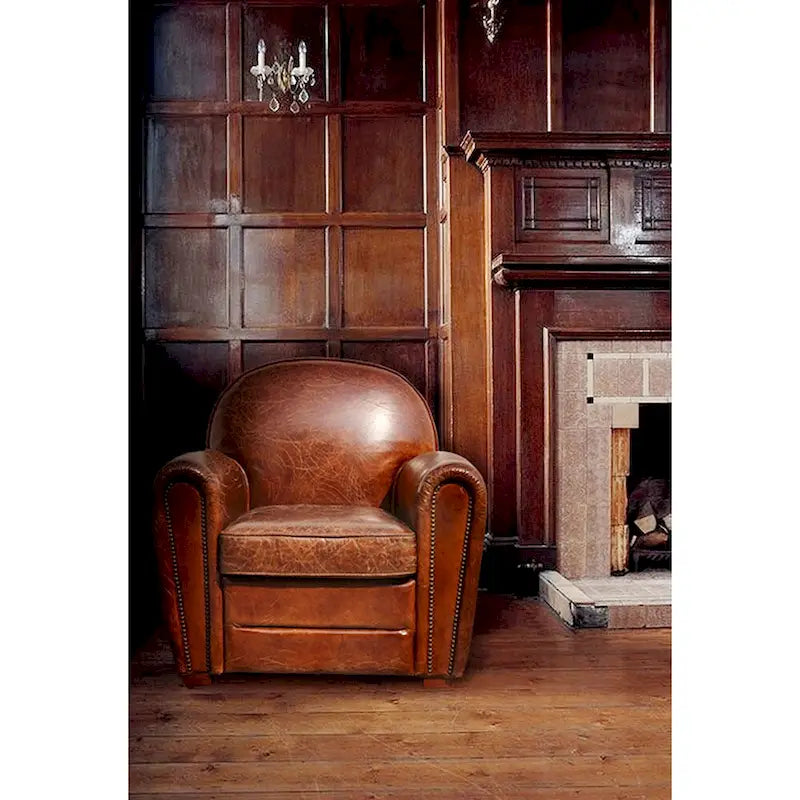 Fauteuil club en cuir véritable Paris, marron