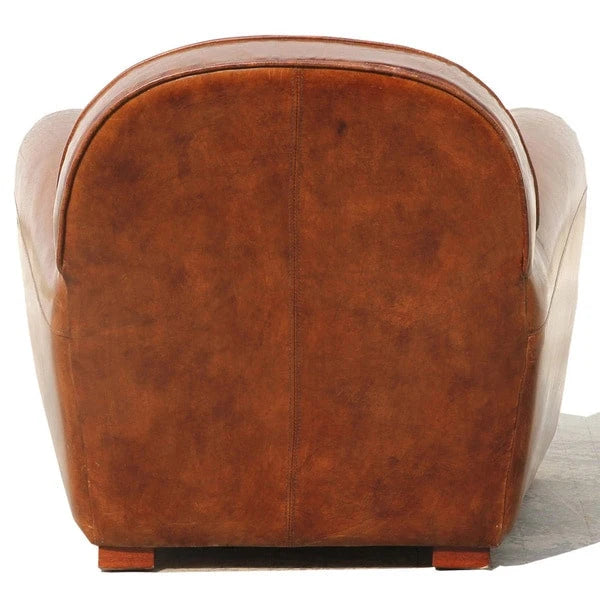Fauteuil club en cuir véritable Paris, marron