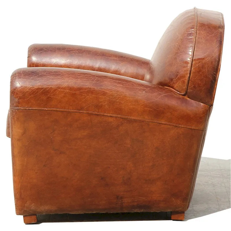 Fauteuil club en cuir véritable Paris, marron