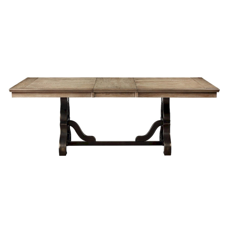 Table à manger érable et noir avec rallonge amovible de 45 cm