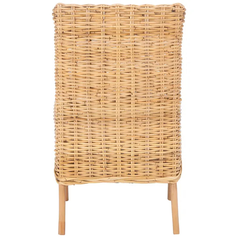 Fauteuil d'appoint en rotin côtier avec coussin blanc, 19 po L x 23 po P x 38 po H