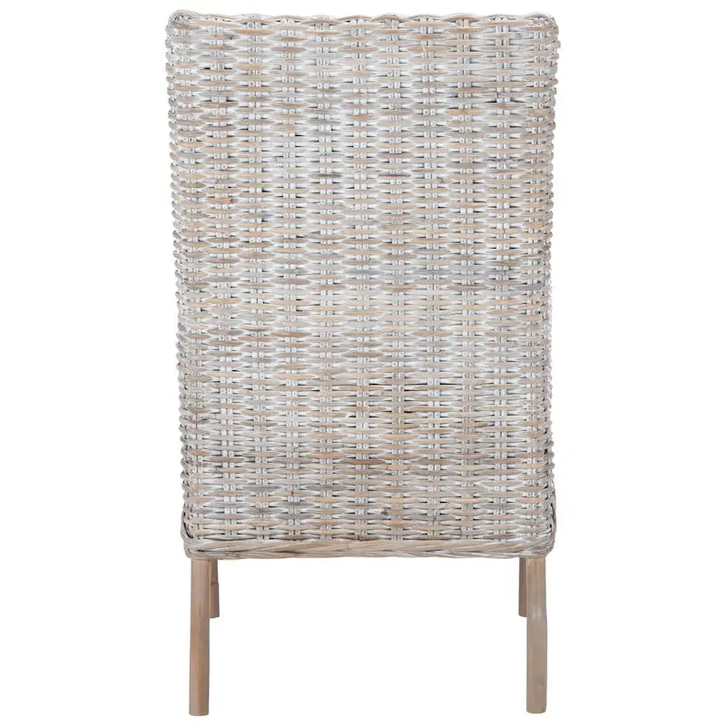 Fauteuil d'appoint en rotin côtier avec coussin blanc, 19 po L x 23 po P x 38 po H