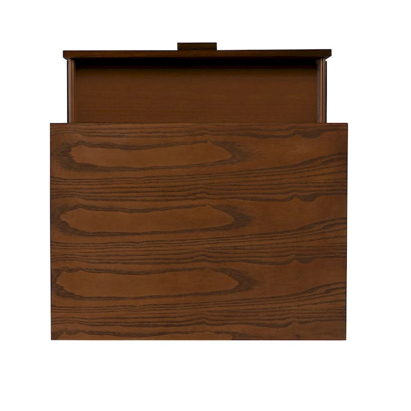 Table de chevet marron de 27 pouces à un tiroir avec poignées en bronze et étagère ouverte