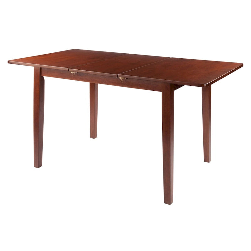 Table de salle à manger en bois massif marron de 57 pouces avec rallonge papillon intégrée