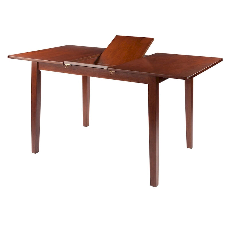 Table de salle à manger en bois massif marron de 57 pouces avec rallonge papillon intégrée