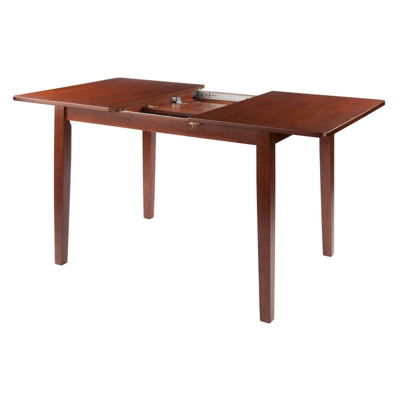 Table de salle à manger en bois massif marron de 57 pouces avec rallonge papillon intégrée