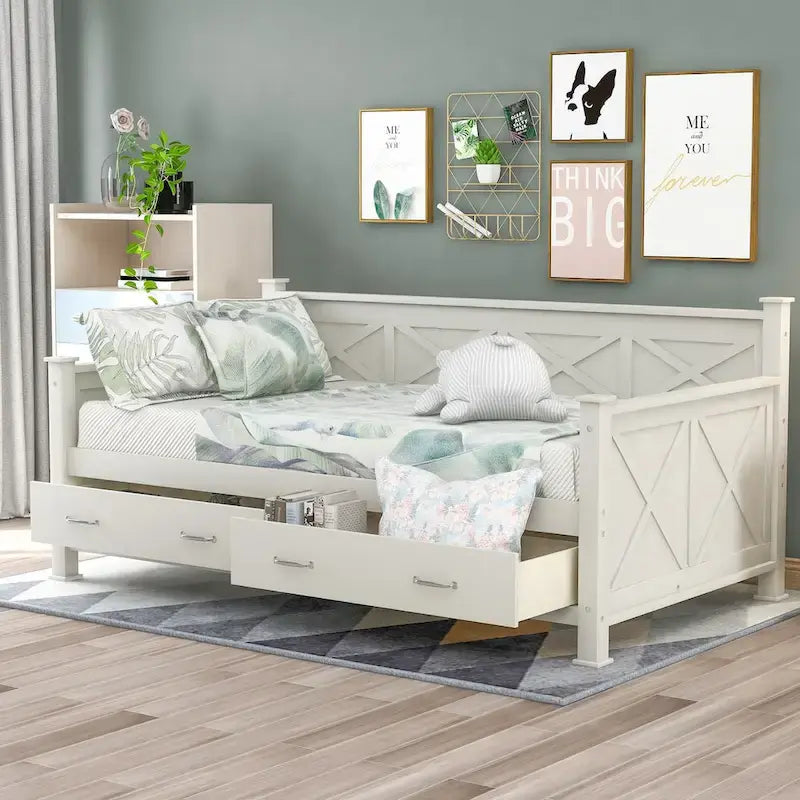 Lit de repos double en bois de style moderne et rustique décontracté