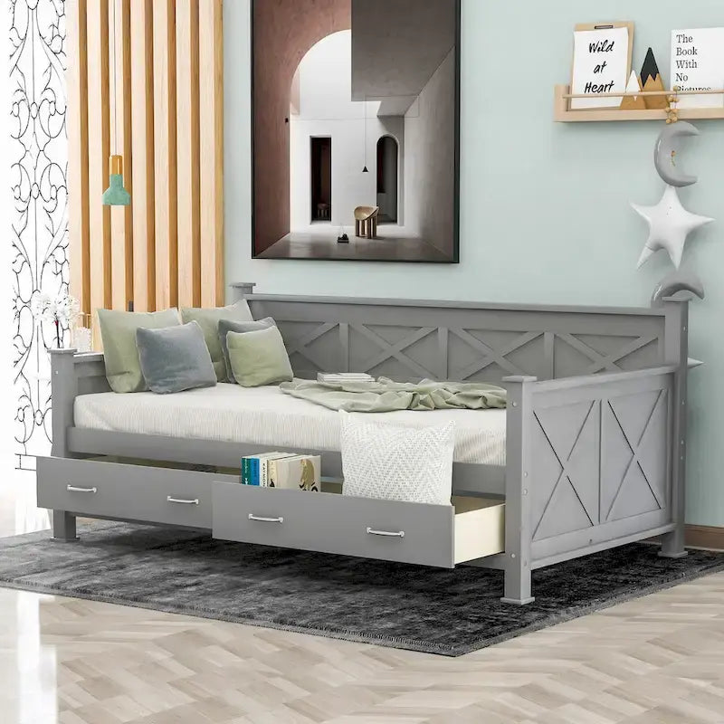 Lit de repos double en bois de style moderne et rustique décontracté