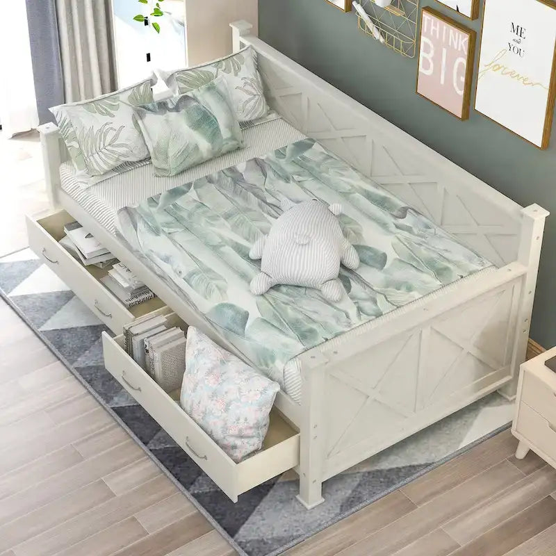Lit de repos double en bois de style moderne et rustique décontracté