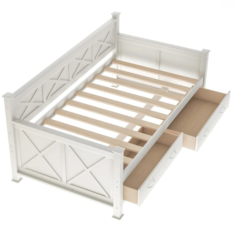 Lit de repos double en bois de style moderne et rustique décontracté