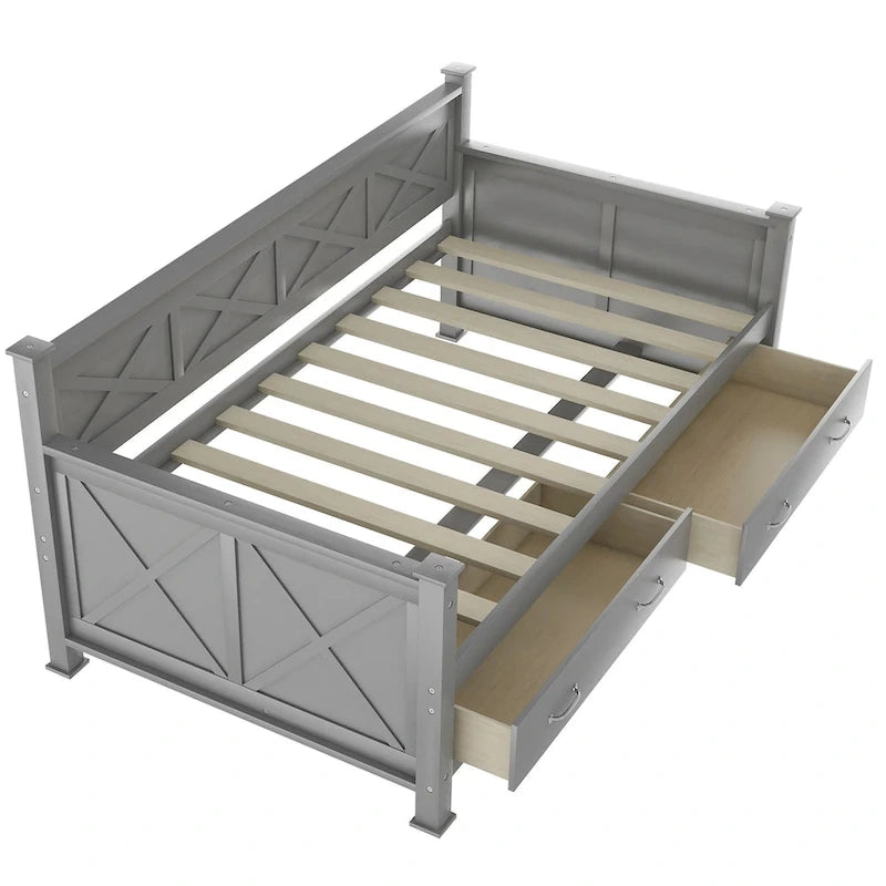 Lit de repos double en bois de style moderne et rustique décontracté