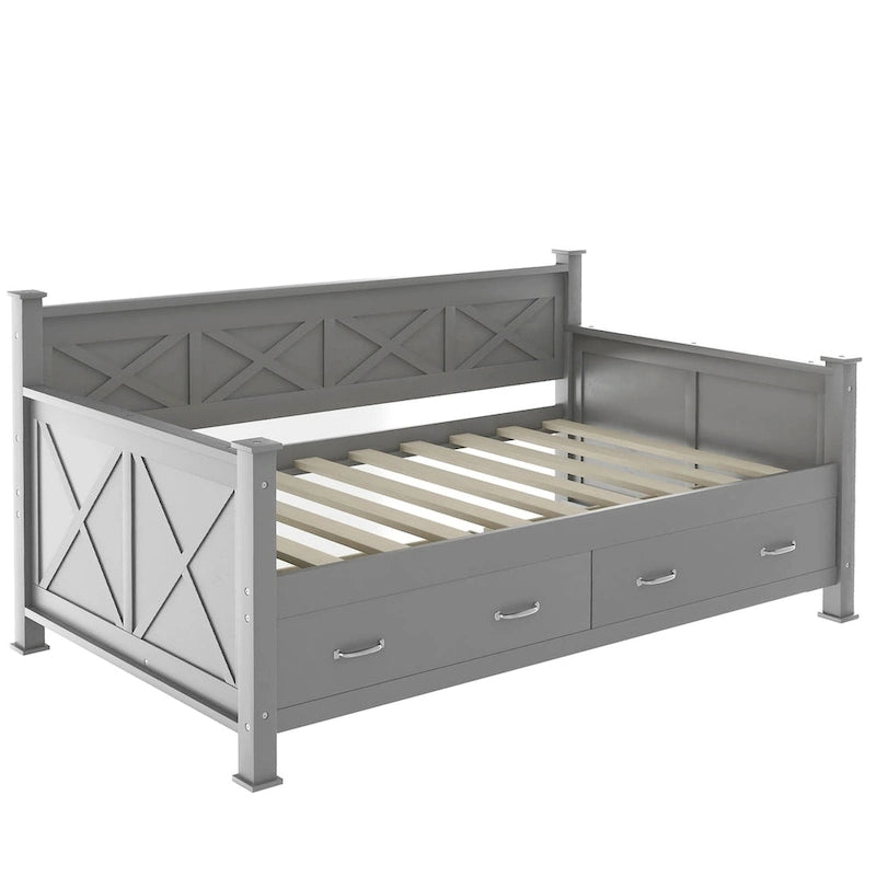 Lit de repos double en bois de style moderne et rustique décontracté