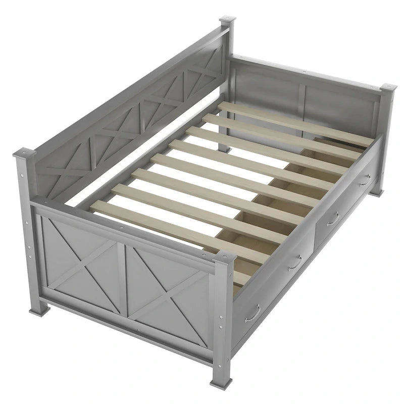 Lit de repos double en bois de style moderne et rustique décontracté
