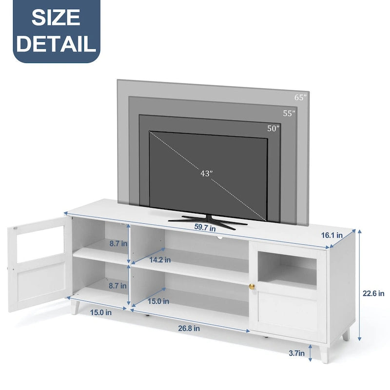 Meuble TV avec lumières LED, 151,6 cm de large