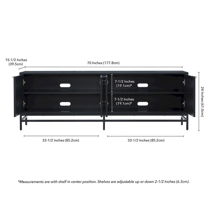Meuble TV de 178 cm de large pour téléviseurs jusqu'à 198 cm, finition grain de bois